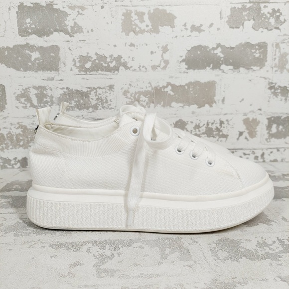 NEW Nordstrom Sneakers White Platform Lace Up Casual Minimal Clean i566 - Picture 5 of 10